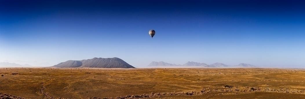 with a hot air balloon over the Namib